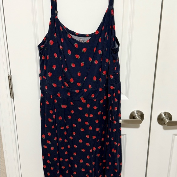 Torrid Mini Super Soft Strawberry Fields V Neck Romper Blue size 2 - Picture 3 of 7